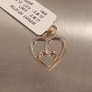10k yellow gold genuine diamond heart pendant